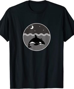 Orca Whale With Night Moon T-Shirt