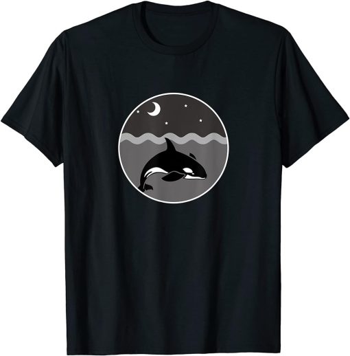 Orca Whale With Night Moon T-Shirt