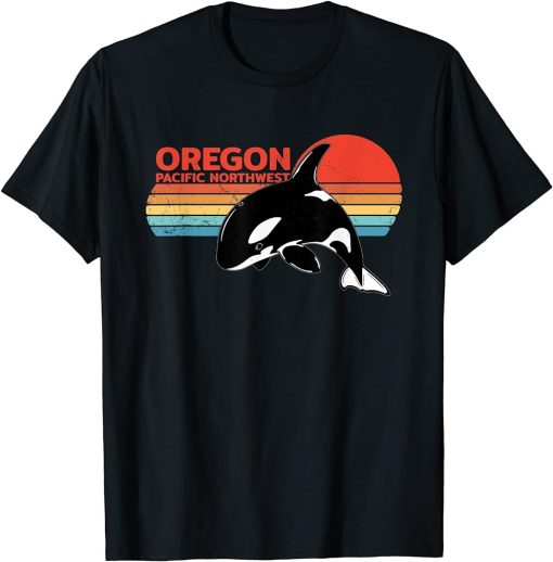 Oregon Orca Killer Whale Retro Vintage 80s T-Shirt