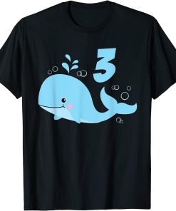 3rd Birthday Cute Whale Orca 3 Years Old Kids T-Shirt