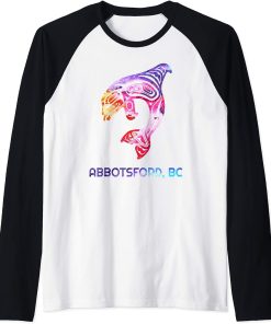 Abbotsford British Columbia Native Orca Killer Whale Raglan Baseball Tee