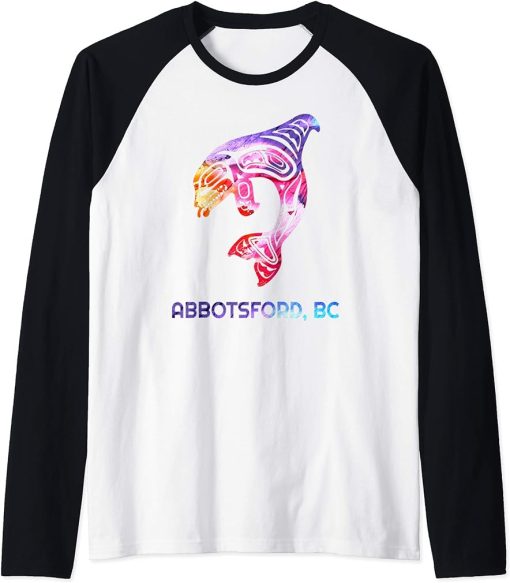 Abbotsford British Columbia Native Orca Killer Whale Raglan Baseball Tee