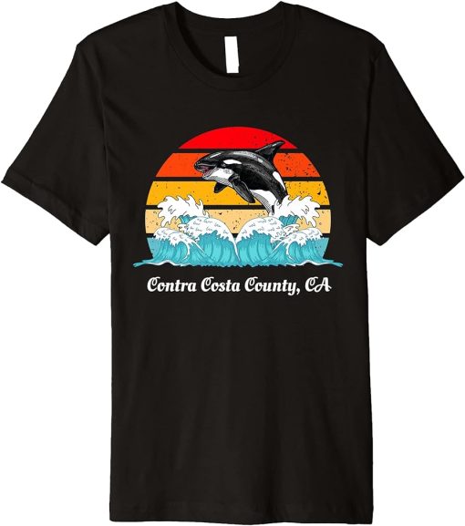 Vintage Contra Costa County Distressed Orca Killer Whale Art Premium T-Shirt