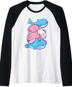 LGBT Trans Pride Orca Pile Transgender Raglan Baseball Tee